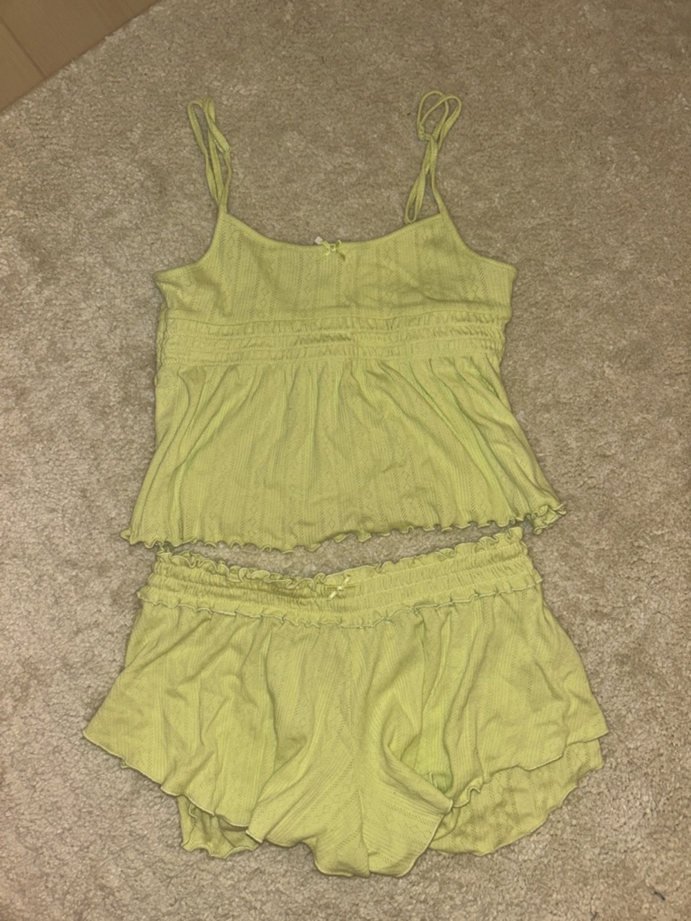 Urban Outfitters Out From Under Lime Green Spaghetti Strap Pajama Set
